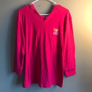 THE SALTY DOG HOT PINK V NECK TEE SHIRT HOODIE